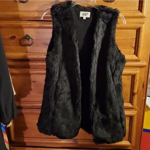 Jolt Faux Fur Vest Jacket Black Size S